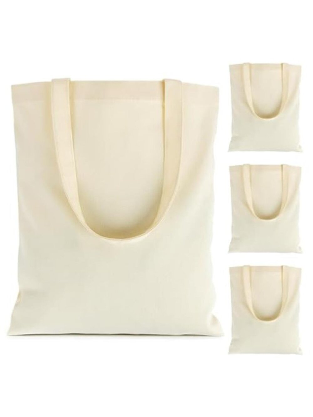 Canvas Tote Bag 4 Pack Reusable Cotton Shopping Bags Blank DIY Craft Tote Market